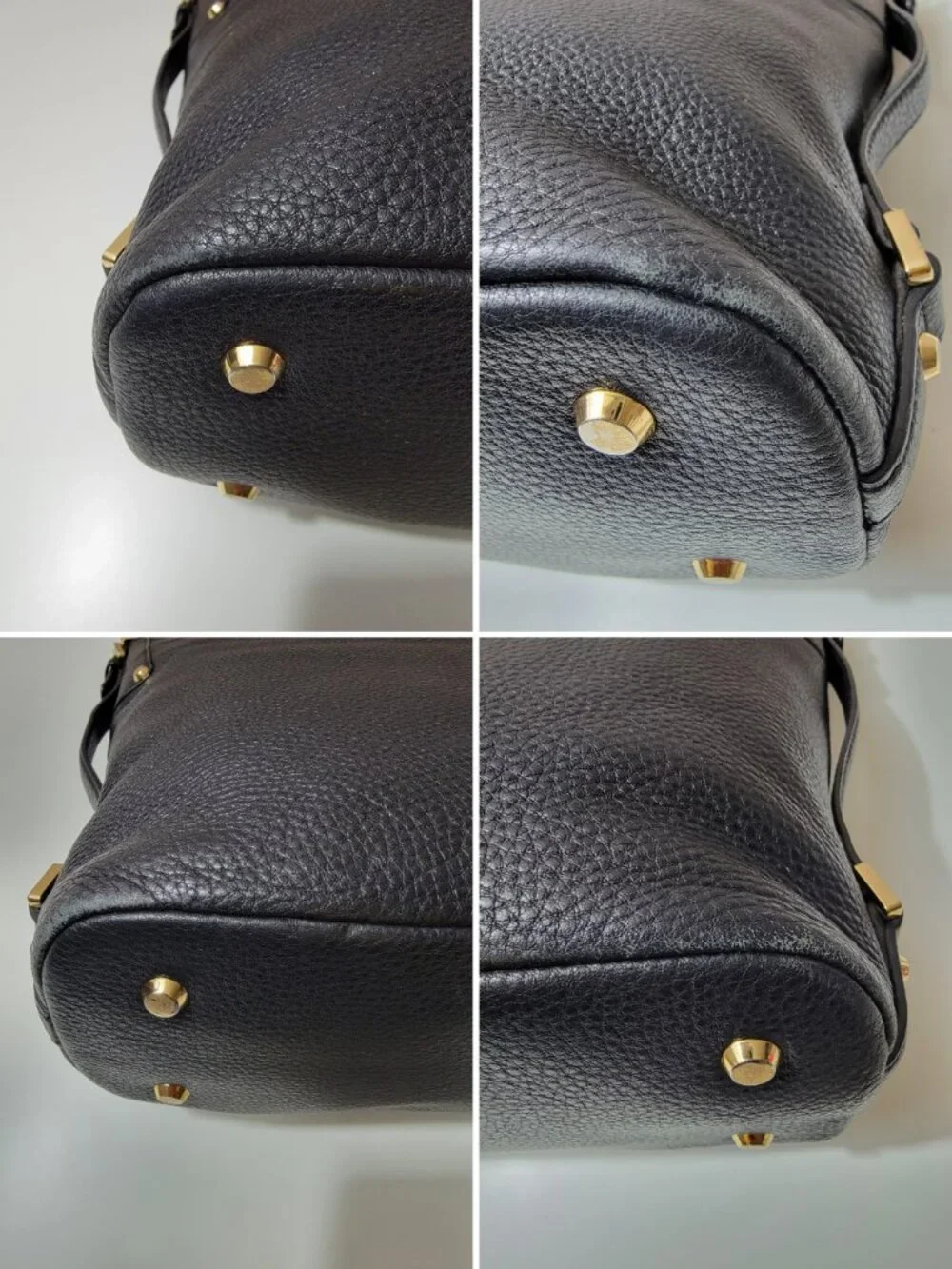 Michael Kors Bedford Large Black Pebbled Leather Hobo Shoulder Bag Gold Hardware